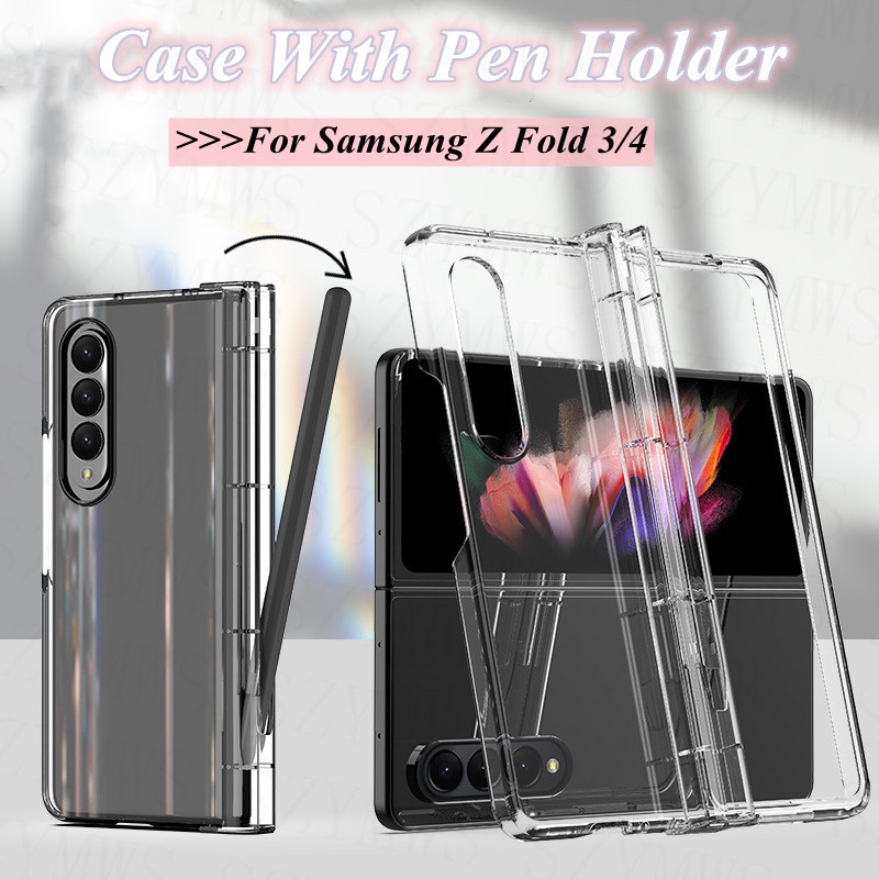 Ốp Điện Thoại Trong Suốt Chống Sốc Có Ngăn Đựng Bút Cho Samsung Galaxy Z Fold 4 3 Samsung Z Fold 3 4
