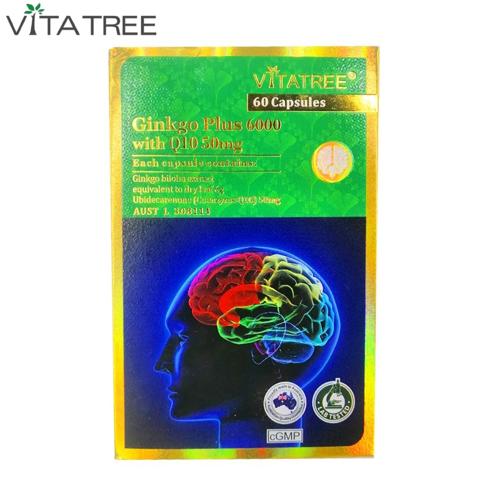 Viên Uống Bổ Não Vitatree Ginkgo Plus 6000 With Q10 50mg Hộp 60 Viên Của Úc