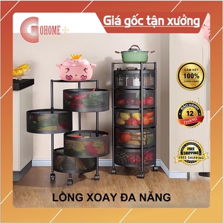 Kệ xoay đa năng nhà bếp nhiều tầng thông minh có bánh xe di chuyển
