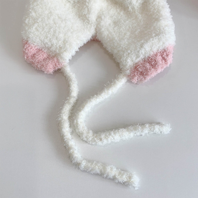 Mũ Len Dệt Kim Mềm Mại Đính Bóng Lông Giữ Ấm Tai Dễ Thương Cho Bé