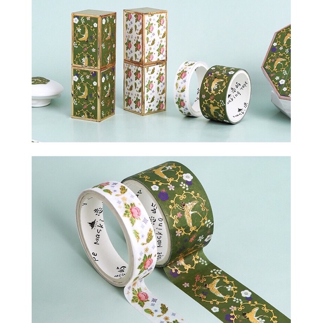 [Mã LIFEB04ALL giảm 10% tối đa 15K đơn 0Đ] (Chiết theo set) 11 set băng dính washi tape hoạ tiết hoa văn rực rỡ CÓ MẠ