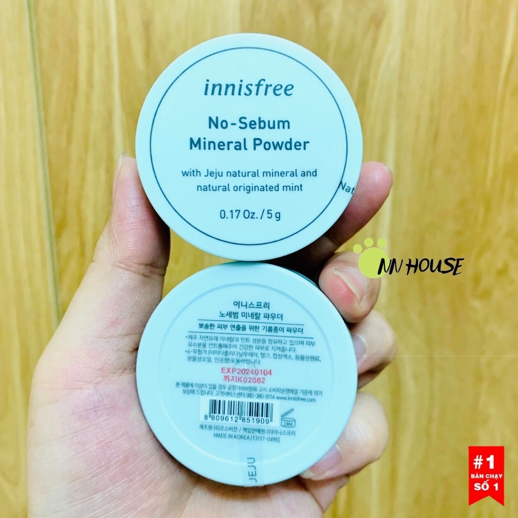 Phấn phủ kiềm dầu Innisfree No Sebum Mineral Powder, phấn phủ dạng bột, phấn phủ bột che khuyết điểm, mịn da - NN HOUSE