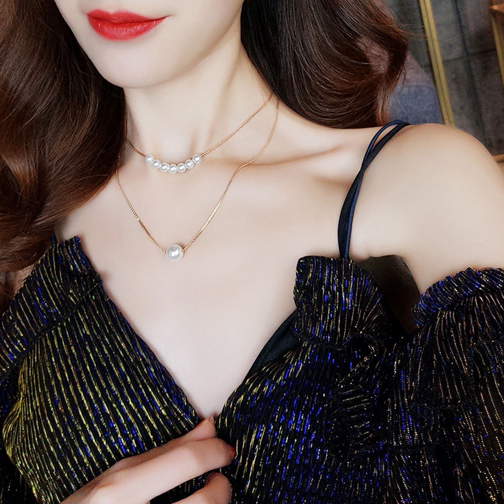 Vòng Cổ Choker Đính Hạt Ngọc Trai Thời Trang