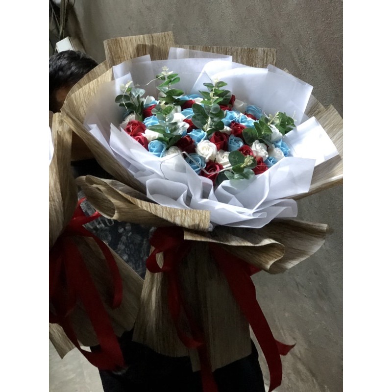 Bó hoa hồng sáp mix hoa lụa siêu to,siêu sang