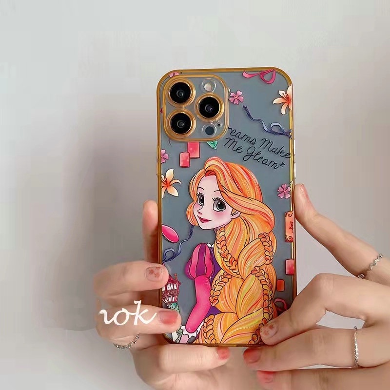 Samsung Galaxy A54 A34 A24 A14 A03S A02S A53 A33 A23 A13 A52 A52S A32 A72 A12 A22 Lte A50 A50S A30S A71 A51 A31 A20 A30 A21S M12 M22 M32 4G 5G Cute Clear Rapunzel Mermaid Jasmine Princess Full Shockproof Soft Phone Case STD 25