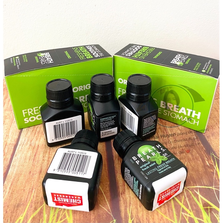 Viên uống thơm miệng Úc-Breath pearls lọ 50 viên