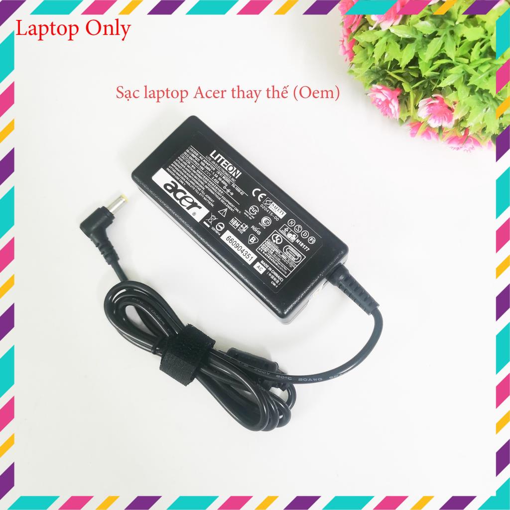 Sạc Laptop Acer 19V-3.42A-65W Zin chính hãng chân thường, adapter laptop acer