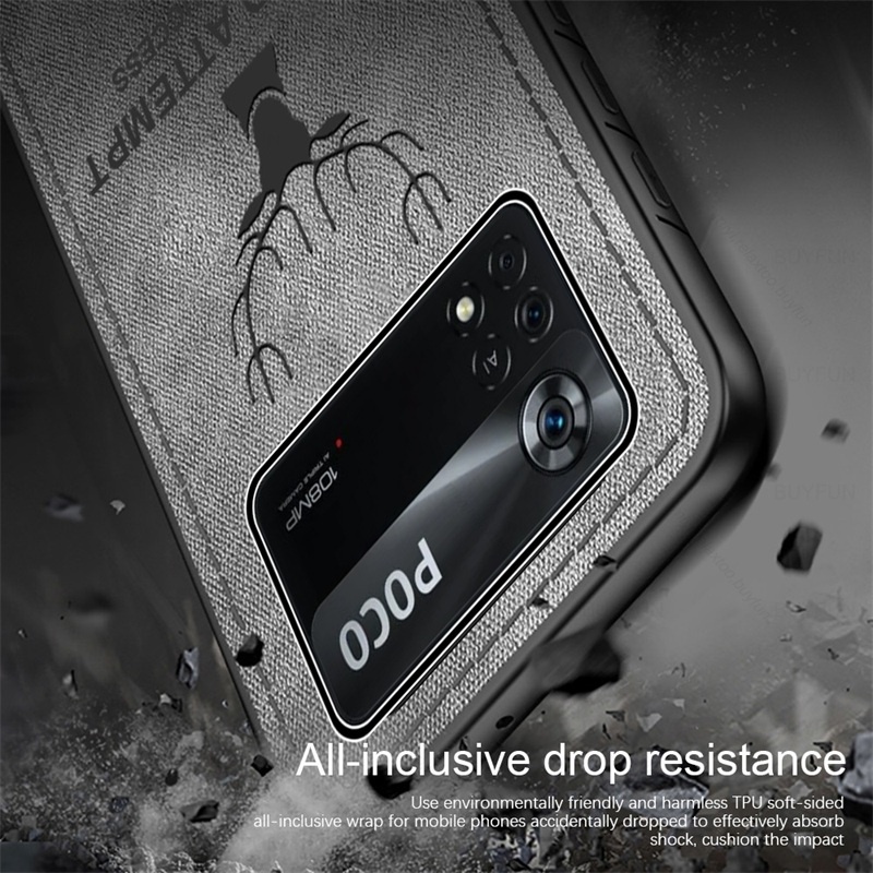 Ốp Điện Thoại Bề Mặt Vải Chống Sốc In Hình Hươu Cho Xiaomi Poco M4 X4 X3 Pro X3NFC F3 M3Pro Redmi Note 11 11S 10C 10A