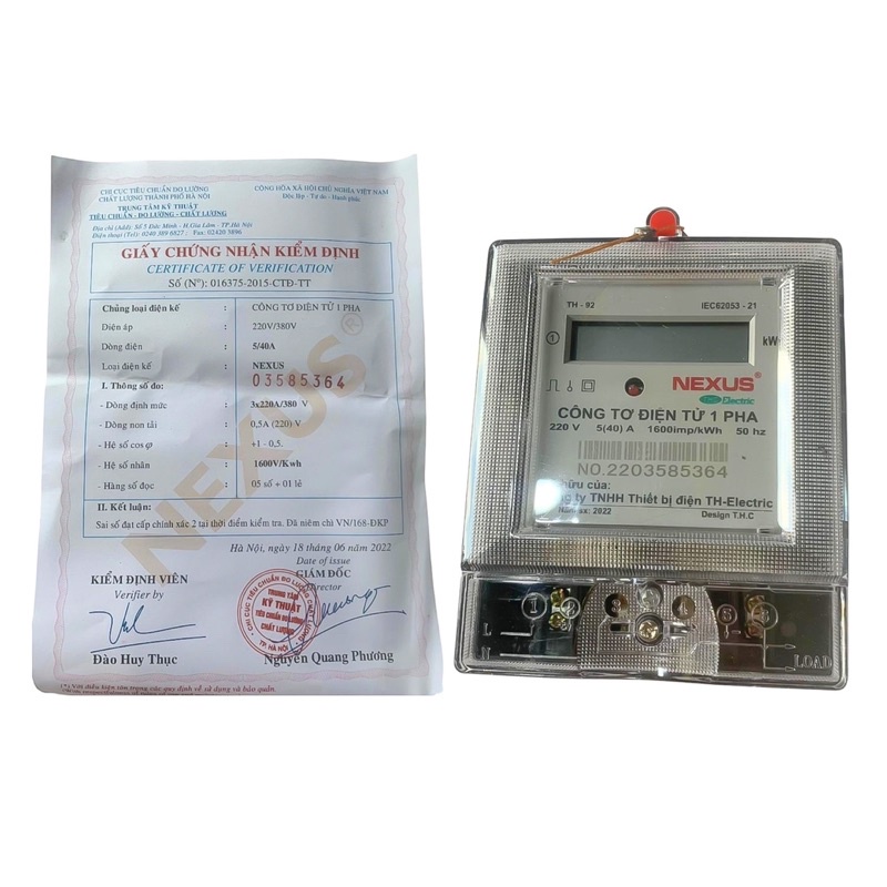 Công tơ điện tử 1 pha 2 dây 6 thông số Nexus, công tơ điện 1 pha