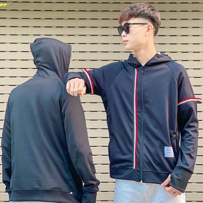 Áó chống nắng nam THOM sọc đỏ Q5 Kẻ Ngực Và Tay Cao Cấp