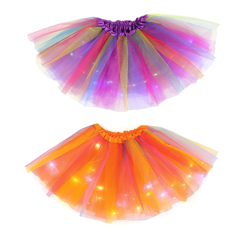 Chân Váy Xòe Tutu Nhiều Lớp Kèm Đèn LED Cho Bé Gái
