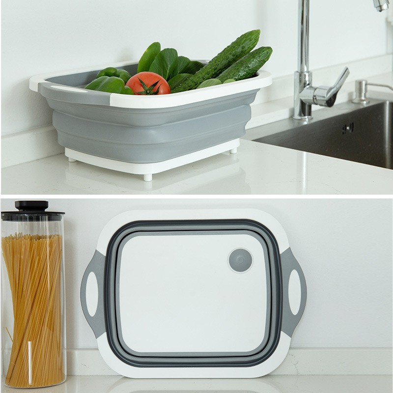 Chậu đa năng gấp gọn thông minh 3 in 1 (Chậu Rửa - Rổ Đa Năng - Thớt) đa di năng