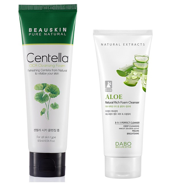 Combo Sữa Rửa Mặt Trắng Da Rau Má Beauskin Hàn Quốc 120ml/ Tuýp Và Sữa Rửa Mặt Dabo Hàn 60ml/ Tuýp