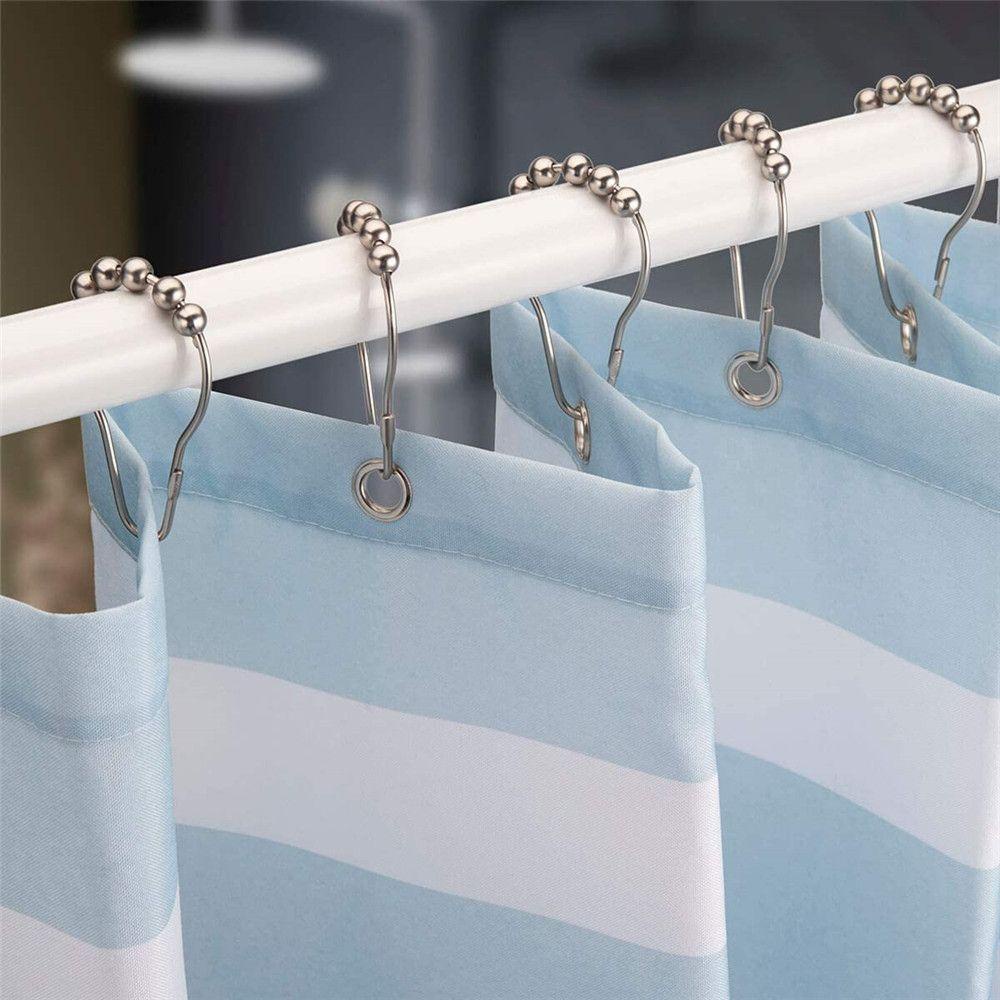 Bộ 12 Móc Treo Rèm Cửa Nhà Tắm Bằng Thép Không Gỉ