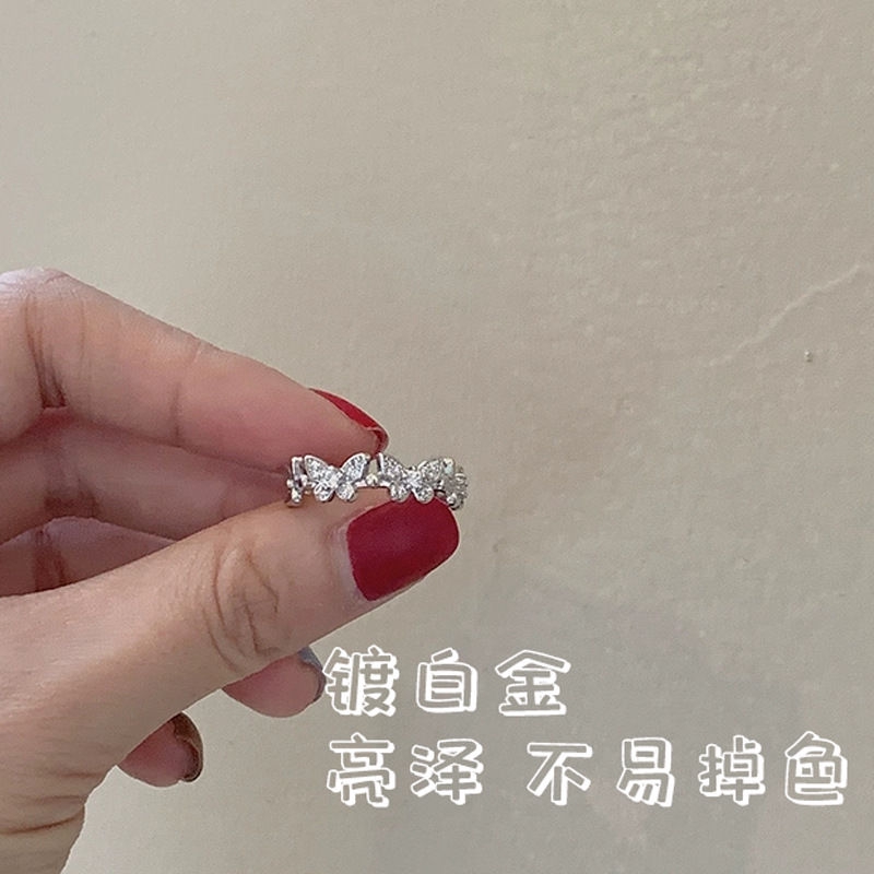 Nhẫn hở đính đá hình bướm phong cách Hàn Quốc thời trang đơn giản độc đáo