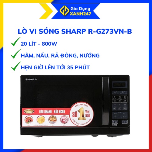 Lò vi sóng SHARP R-G273VN-B, lò 20 lít đa năng có nướng - gia dụng gia đình chính hãng - [ giadungxanh.247 ]