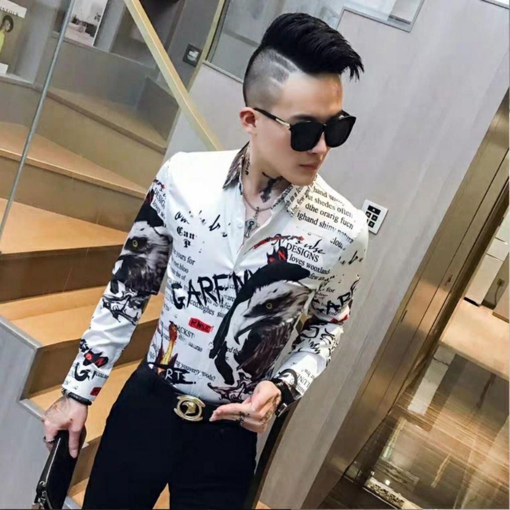 Áo Sơ Mi Nam Dài Tay Body DTXM1991 In 3D Hình Chim ưng Cực Chất