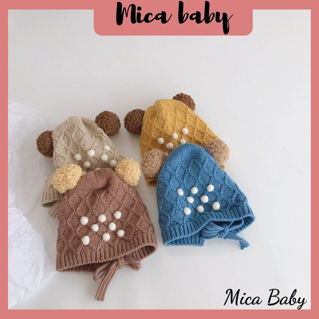 Mũ len tai bông chấm nhỏ đáng yêu cho vé từ 1-5 tuổi Mica baby ML43