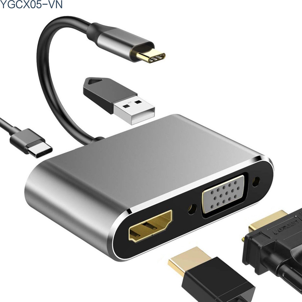 Bộ Chuyển Đổi 4 Trong 1 Type C Sang Vga + Usb3.0 + Pd Docking + Hdmi-Compatible | BigBuy360 - bigbuy360.vn