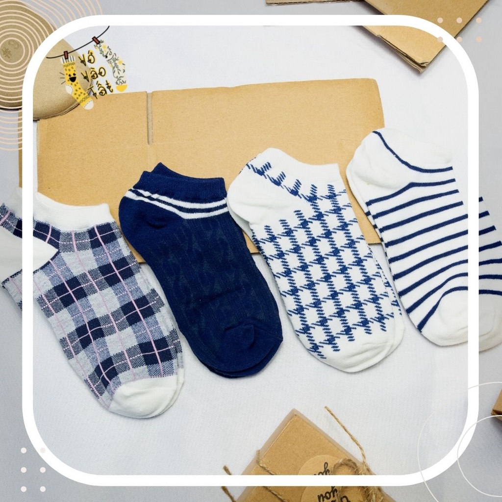 TẤT VỚ NỮ CỔ NGẮN XANH DƯƠNG ĐẬM