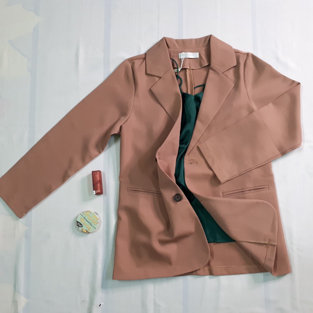 ÁO VEST NỮ-ÁO BLAZER DÁNG TRẺ KHOÁC NGOÀI 1 LỚP MÀU NÂU CÓ SIZE | BigBuy360 - bigbuy360.vn