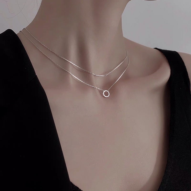 Dây chuyền kép hình học+ Cam kết 100% bạc s925