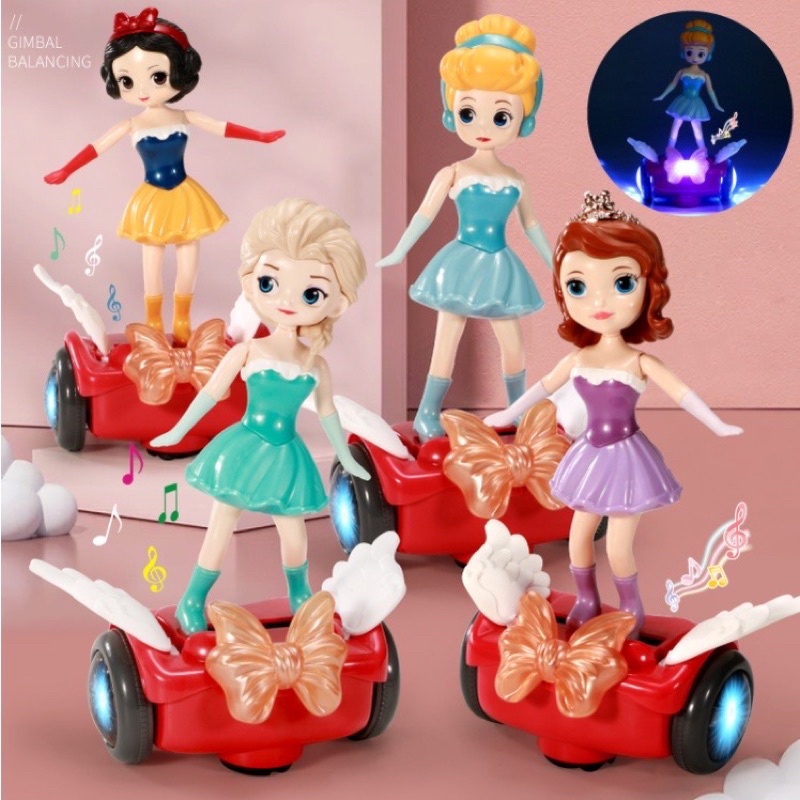 Đồ chơi búp bê công chúa Elsa, Bạch Tuyết, Lọ Lem, Sophia nhảy múa xoay tròn phát nhạc có đèn, Lồng đèn trung thu