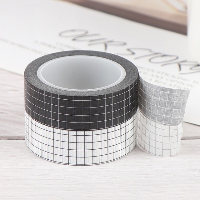 [11 màu] Cuộn Washi Tape Grid Màu - Băng Dính kẻ ô dài 10 mét