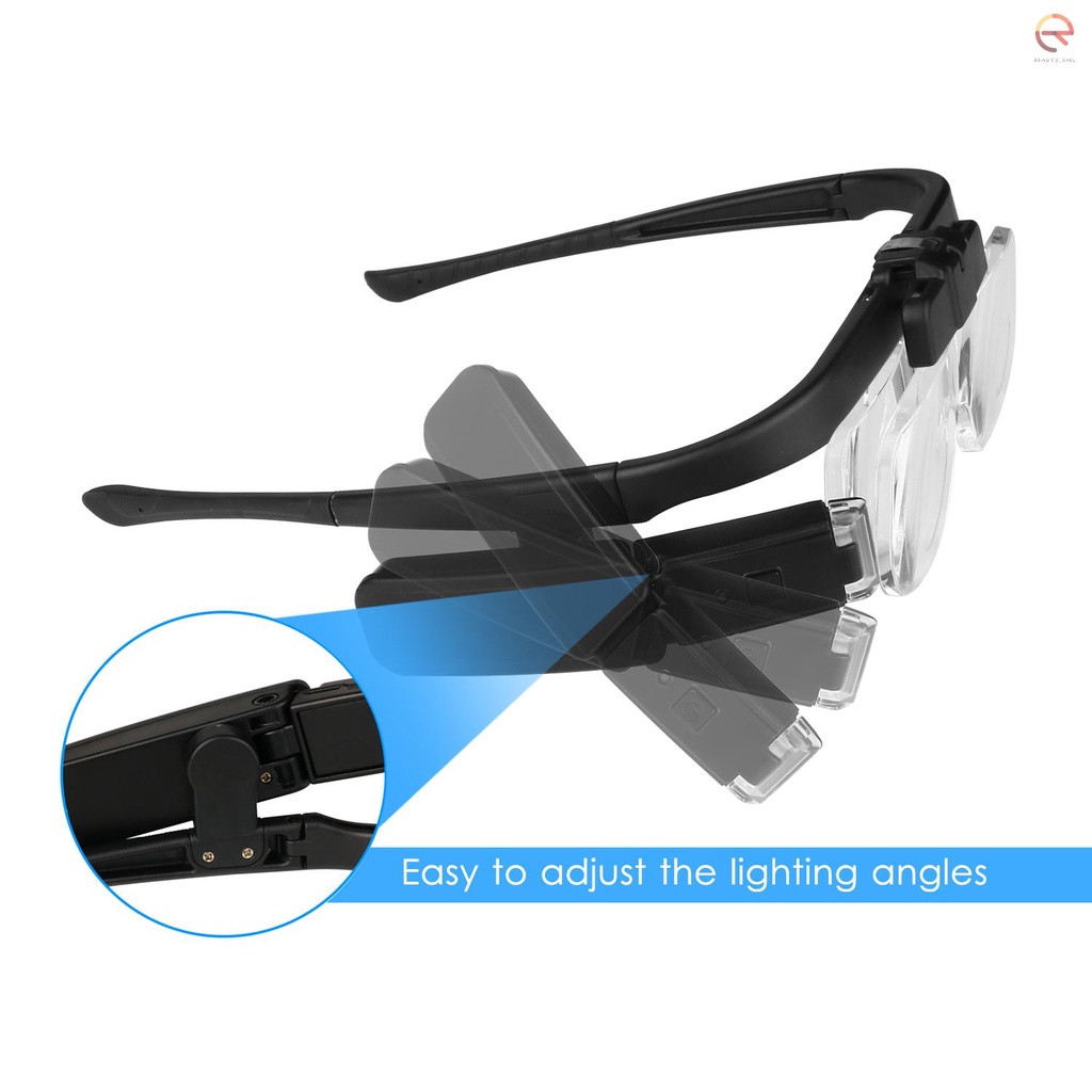 Kính lúp đeo đầu 1.5-4.5X có đèn Led 2 bóng dùng để sửa chữa đồng hồ/ trang sức
