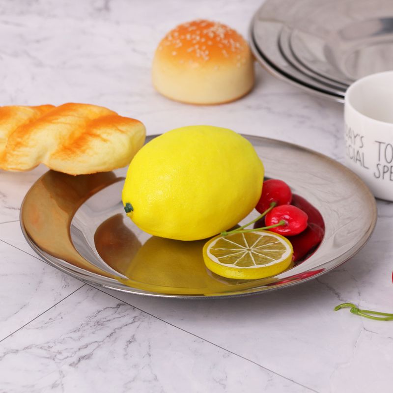 ✿ Khay Tròn Bằng Thép Không Gỉ Đựng Thức Ăn Cho Cắm Trại Ngoài Trời