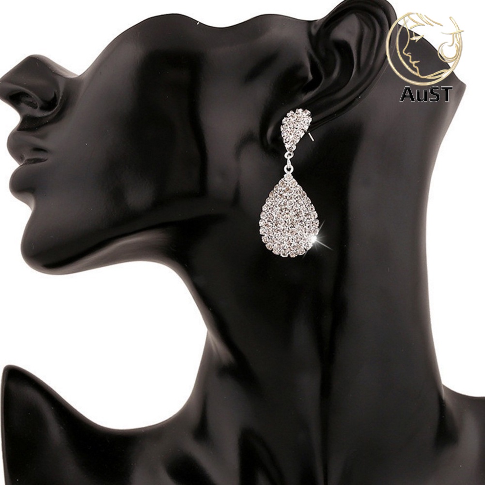 Khuyên Tai Nữ Hình Giọt Nước Đính Đá Thời Trang