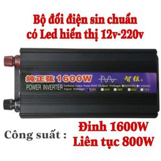 Bộ kích điện sine chuẩn 1600w 12v sang 220v Led hiển thị