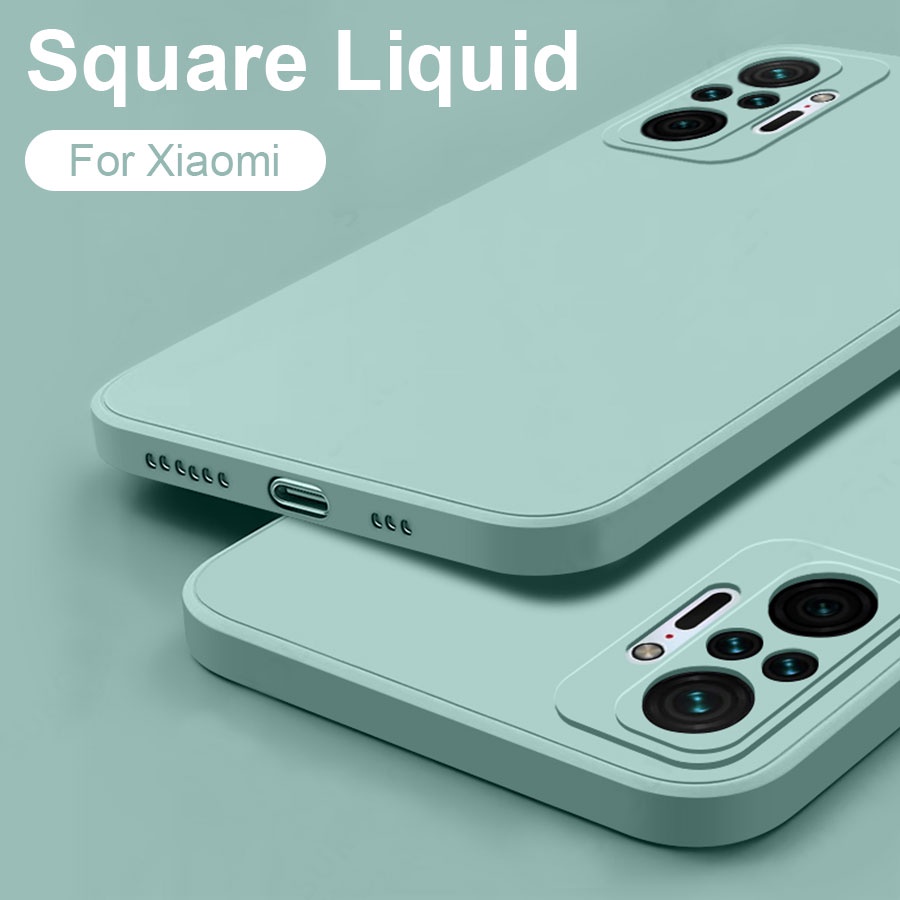 Ốp lưng điện thoại silicon mềm nhám cạnh vuông cho Xiaomi Mi 11 Lite Redmi 9T Note 9 10s 10 Poco X3 Pro