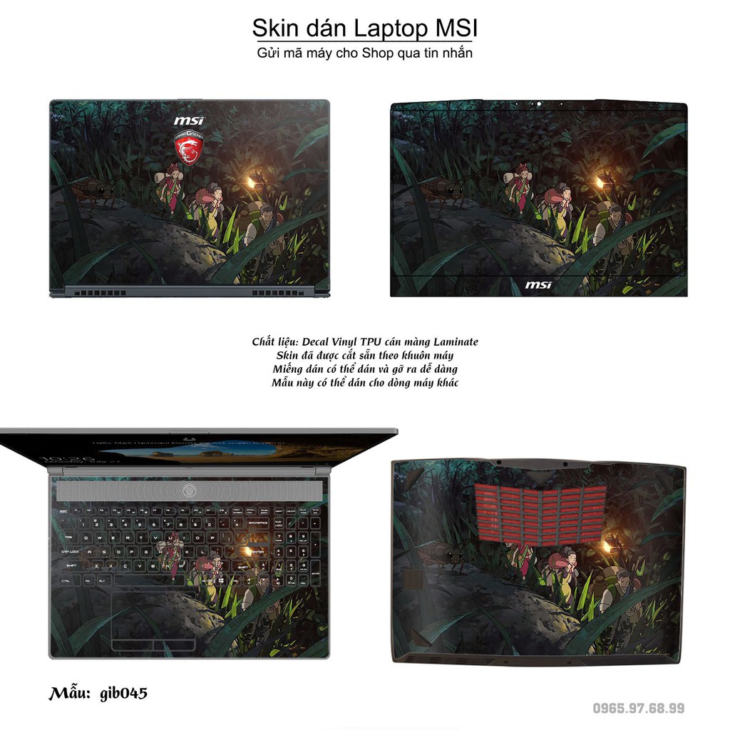 Skin dán Laptop MSI in hình Ghibli film (inbox mã máy cho Shop)