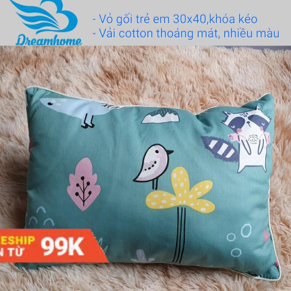 Vỏ gối trẻ em Cotton 100% nhiều màu, 30x42cm (1 cái) .