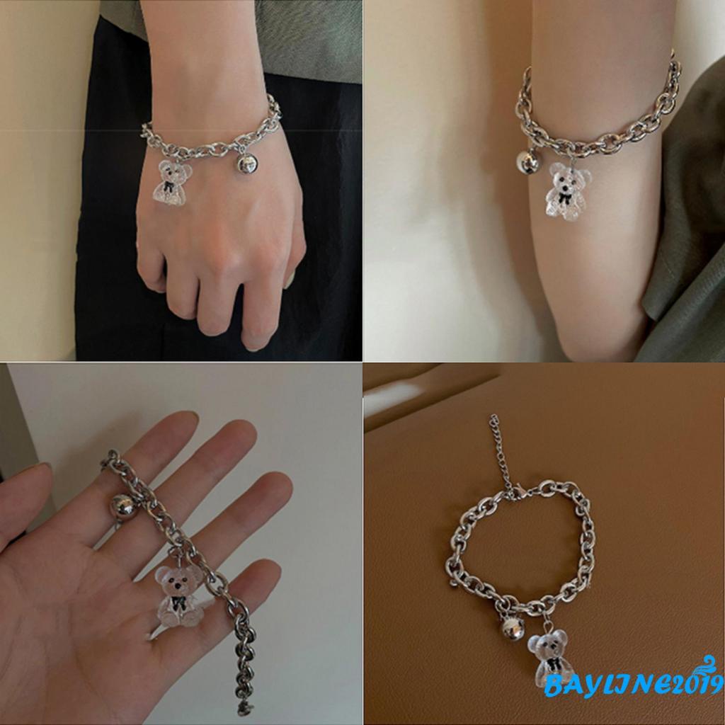 BAY-Charm Bracelet Alloy Cute Bear Pendant Adjustable Bracelet for Women Men Jewelry Accessories Birthday Gift