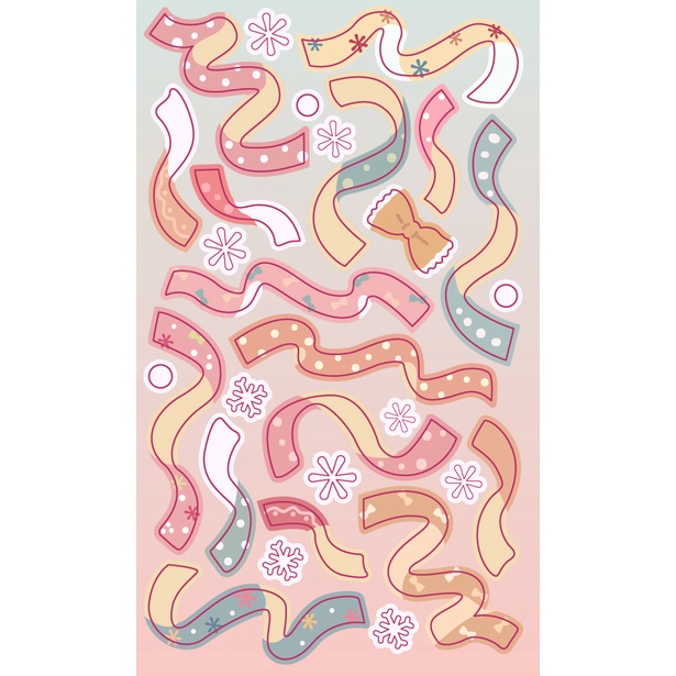Peach 1Pcs Ribbon glitter sticker Idol photo decoration Journal Scrapbook Decor Sticker