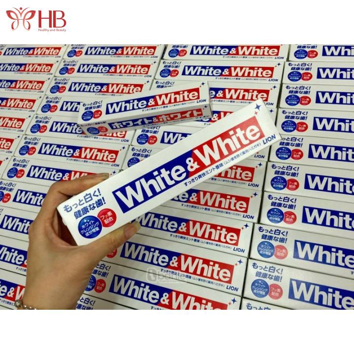 Kem đánh răng White &amp; White Lion làm trắng răng , hơi thở thơm mát 150g Nhật Bản