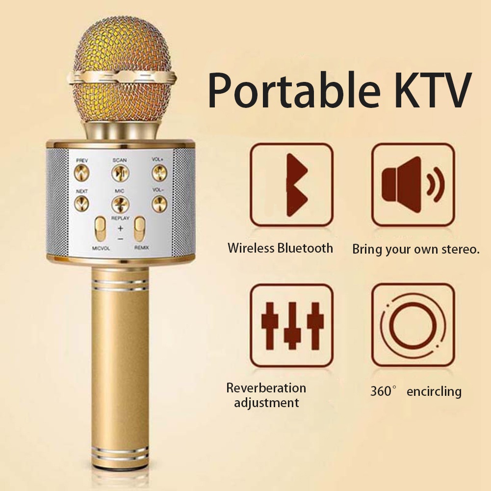 Micro không dây kết nối bluetooth có mic hát karaoke/ điện thoại