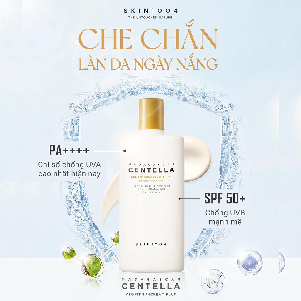 Kem chống nắng Skin 1004 Madagascar Centella rau má SPF50+ PA++++ 50ml