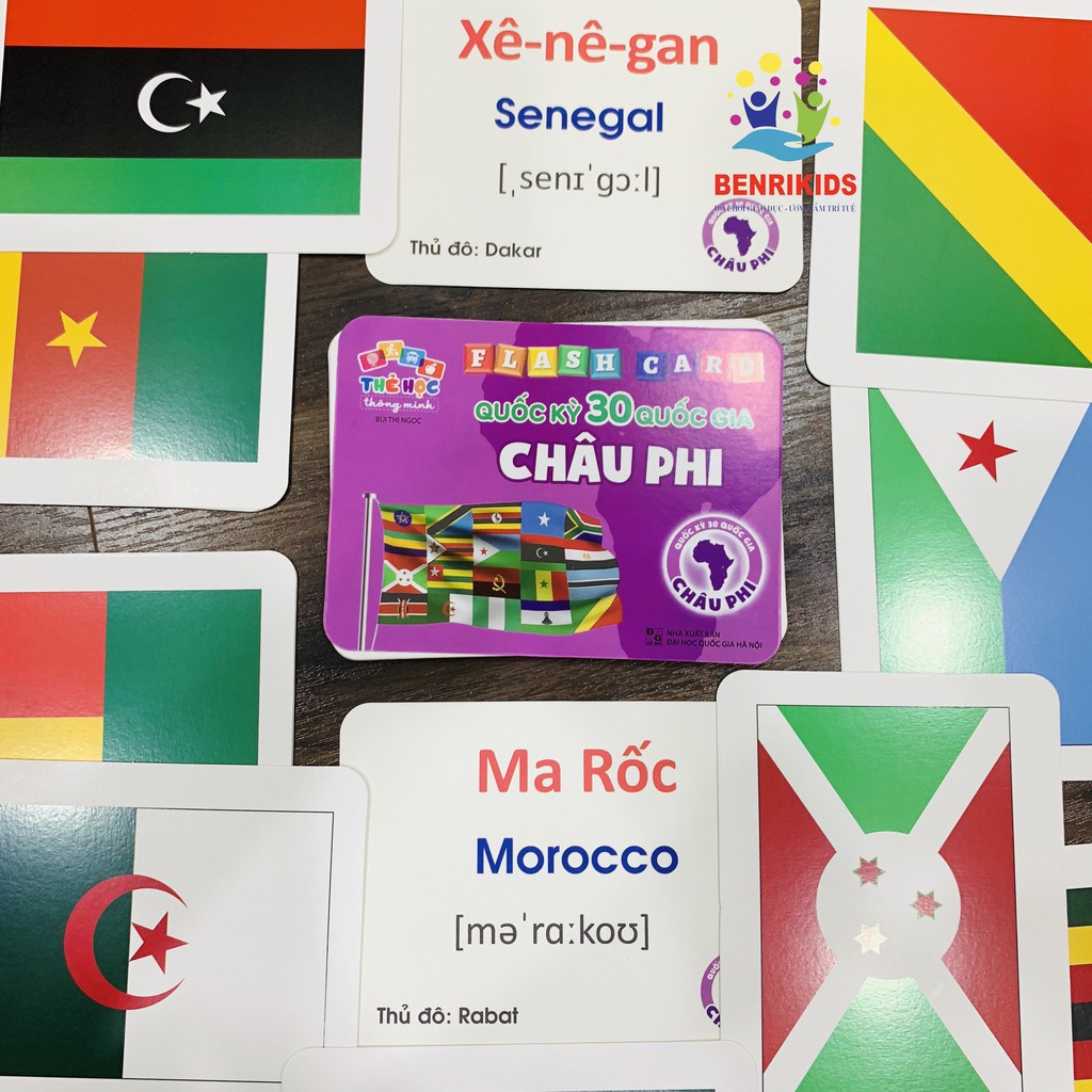 Thẻ Học Flash Card Song Ngữ Loại Đẹp Chủ Đề Quốc Kỳ Các Quốc Gia 5 Châu Lục Trên Thế Giới Có Phiên Âm Cho Bé