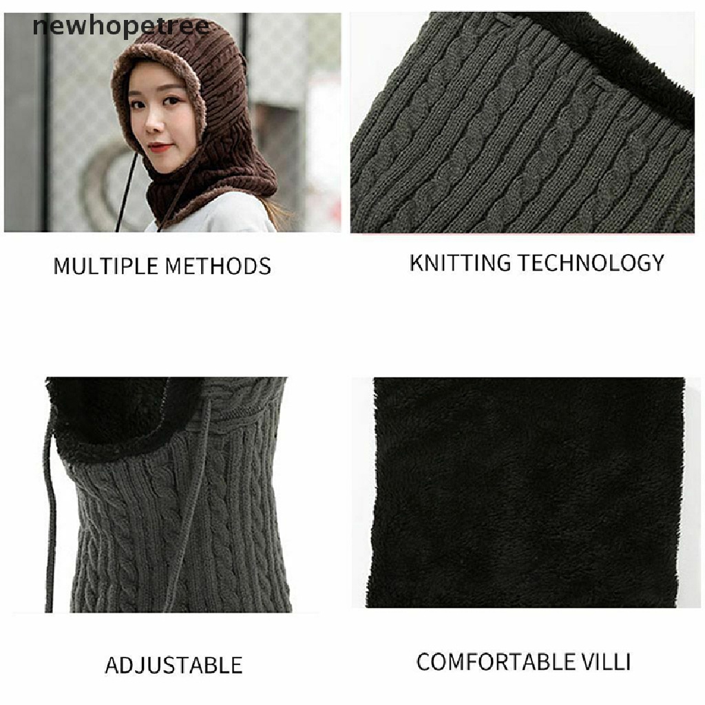 Set Mũ beanie Kèm Khăn Choàng Cổ Giữ Ấm Mùa Đông Cho Nữ