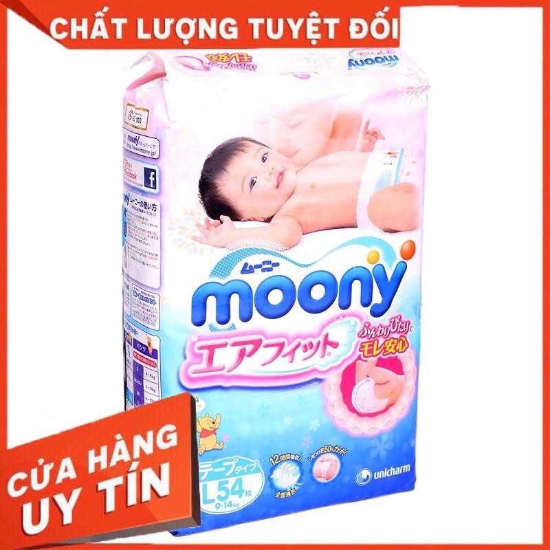 Tã quần/ dán Moony xanh cộng miếng đủ size NB96/S90/M68/M64/L58/L50/