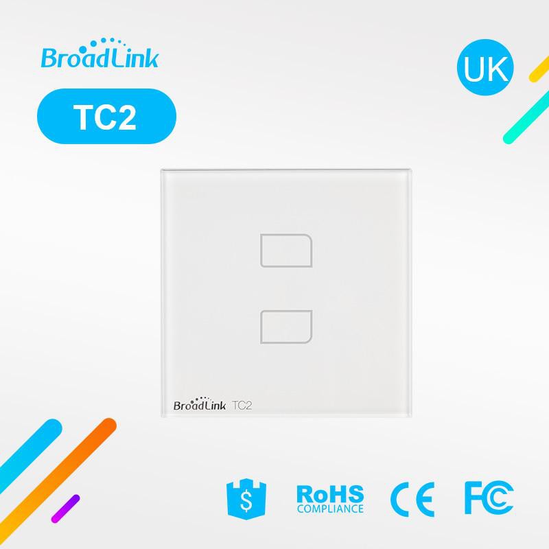 Công tắc cảm ứng, điều khiển từ xa Broadlink TC2 2 phím - WH/2-Gang Mặt Vuông chuẩn UK