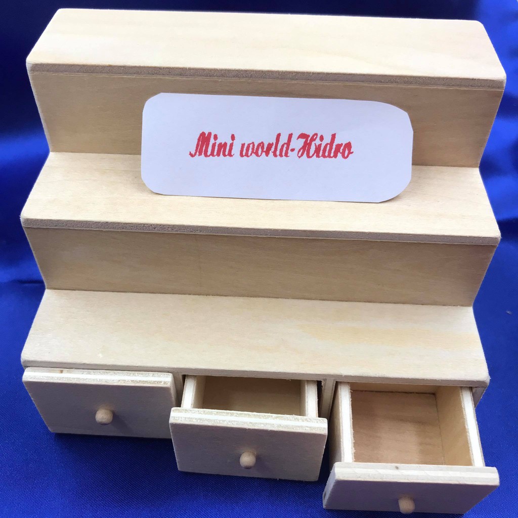 Mô hình khay hộp bánh mica dùng cho trang trí nhà búp bê BJD 1/8 1/12 mini tí hon Miniature tủ quầy gỗ trưng bày bánh.