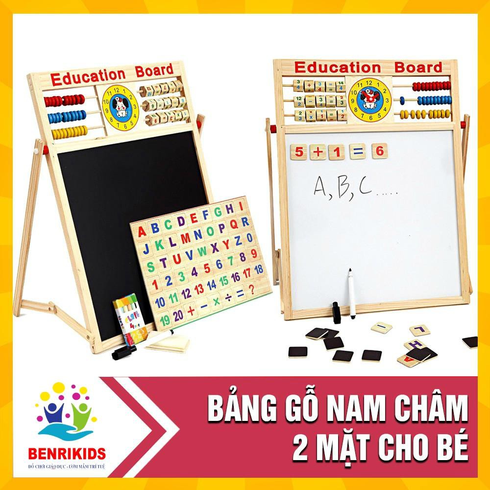 Bảng Ghép Nam Châm 2 Mặt Bằng Gỗ Cho Bé Học Chữ Cái Và Số