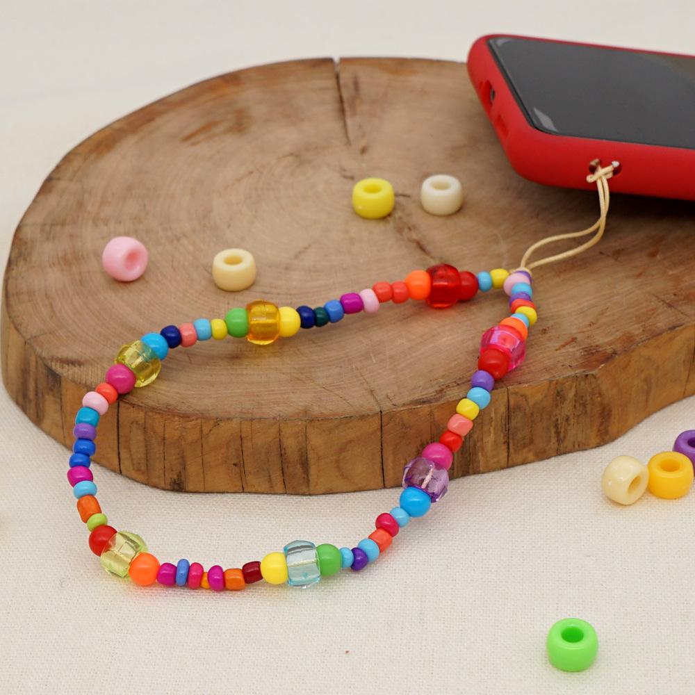 ❤LANSEL❤ Universal Phone Charm Strap Multi Color Necklace Strap Mobile Chain for Keys Girls Lady Gift Lanyard Phone Case Hanging Cord Smile Pearl Phone Choker