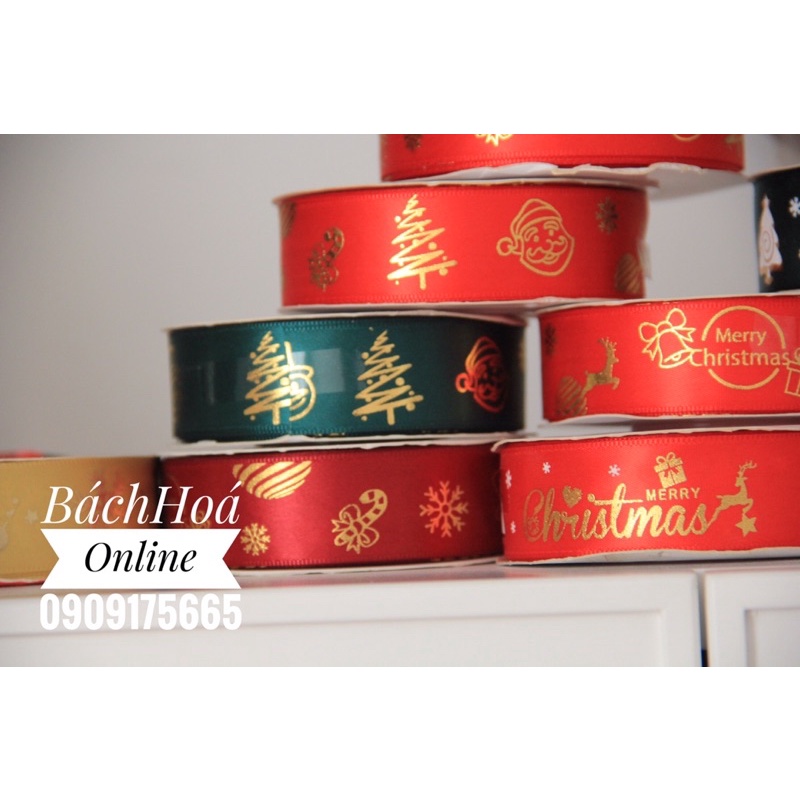 Ruy băng lụa Noel - Giáng sinh - 2.5cm
