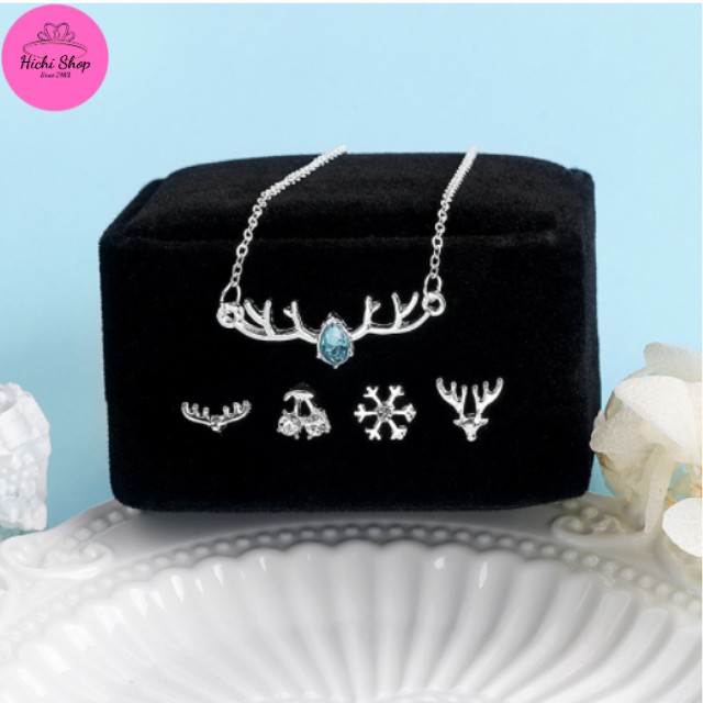 Set vòng cổ kèm hoa tai, khuyên tai hichi phong cách hàn quốc cực teen cho nữ