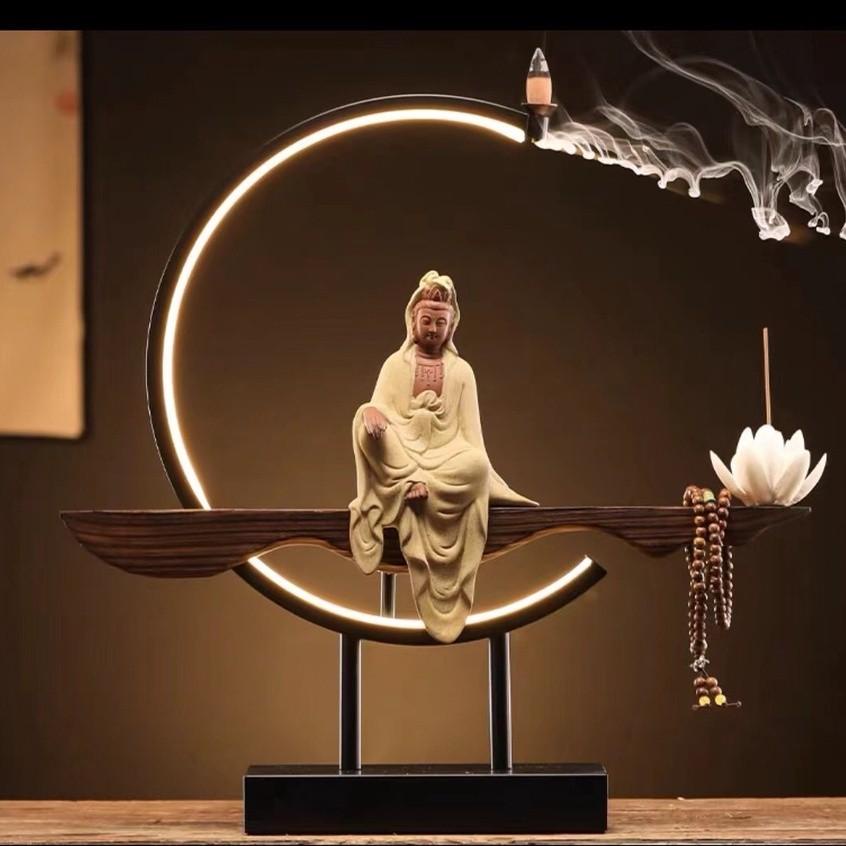 Kệ đèn led đặt tượng trang trí bán nguyệt sử dụng chân USB kiểu mới - kệ tượng đốt trầm trang trí decor giá tốt nhất